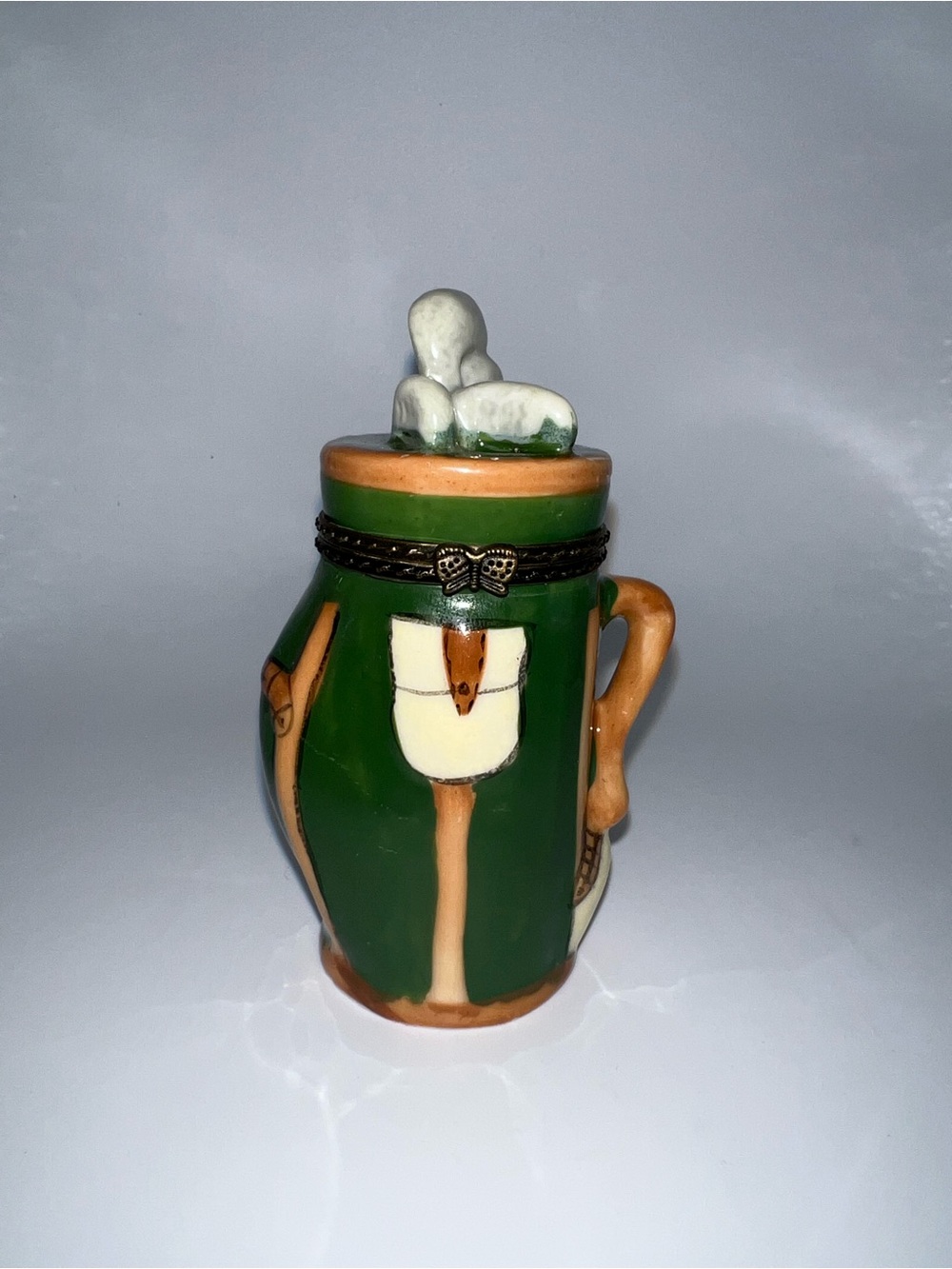 Vintage Lidded Hinged Golf Bag & Clubs Trinket Box